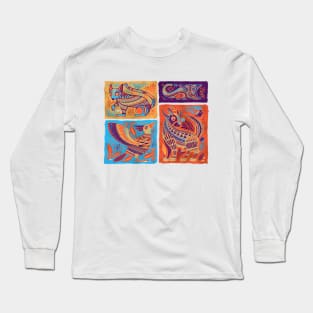 Alebrijes Animals - Vibrant Orange Long Sleeve T-Shirt